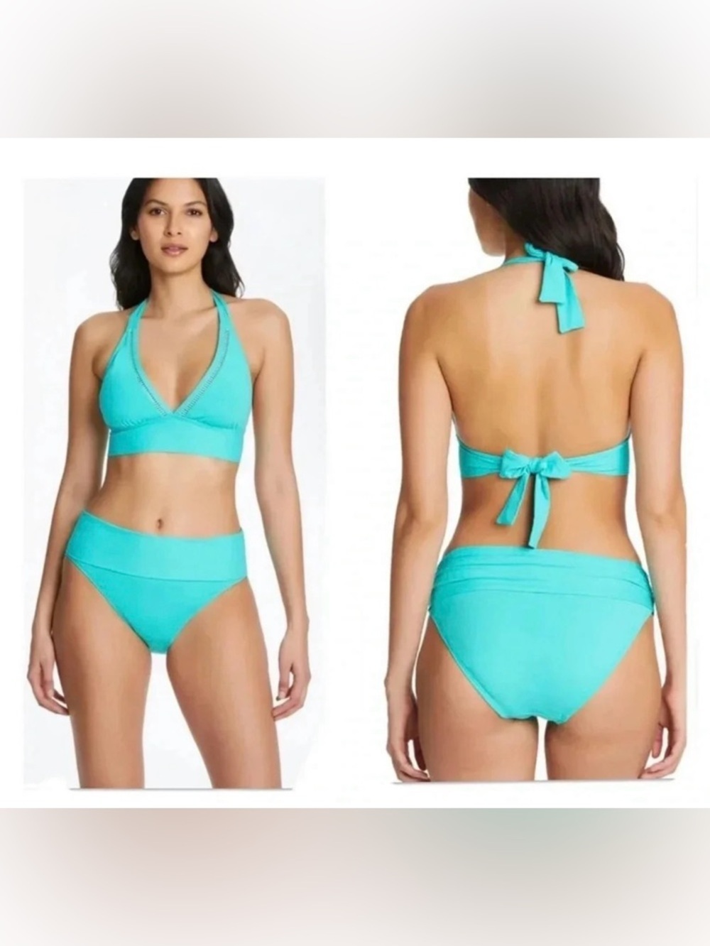 Bleu Rod Beattie V-Neck Banded Halter Bikini Top and Bikini Bottom